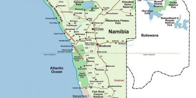 Kort af Namibíu